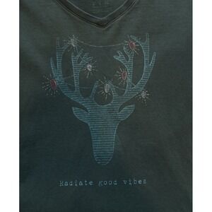 Life Is Good Women's Long Sleeve Holiday Reindeer Tee‎ T-shirt Small